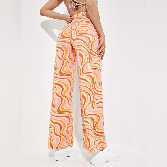 SHEIN ICON Allover Print High Waist Wide Leg Jeans - Size M Brand New - Picture 2 of 4